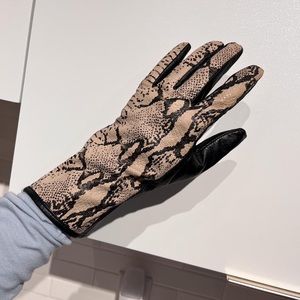 Calvin Klein Cream snakeskin leather gloves